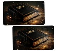 Dikoer 2Pcs TCG Playmat w/Zones for MTG Commander, Retro Bible Books