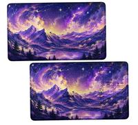 Dikoer 2Pcs TCG Playmat w/Zones for MTG Commander, Starry Sky Purple
