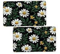 Dikoer 2Pcs TCG Playmat w/Zones for MTG Commander, White Daisy Green