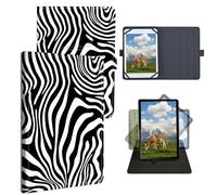 Dikoer 9" 9.6" 9.7" 10.1" 10.2" 10.5" Universal Case for Kindle/Kobo/Surface/Galaxy/Onn/TCL, Adjustable Silicon Band Shockproof TPU Protective PU Leather Cover for 9-10.5 Inch, Black and White Line
