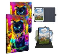 Dikoer 9" 9.6" 9.7" 10.1" 10.2" 10.5" Universal Case for Kindle/Kobo/Surface/Galaxy/Onn/TCL, Adjustable Silicon Band Shockproof TPU Protective PU Leather Cover for 9-10.5 Inch, Candle Kitten