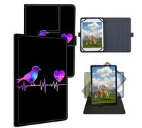Dikoer 9" 9.6" 9.7" 10.1" 10.2" 10.5" Universal Case for Kindle/Kobo/Surface/Galaxy/Onn/TCL, Adjustable Silicon Band Shockproof TPU Protective PU Leather Cover for 9-10.5 Inch, Purple Bird Heart