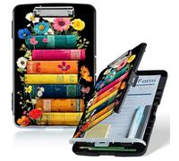 Dikoer A4 Clipboard with Storage Case, Heavy Duty Foldable Clip Board Folder with Multi-Slot Organizer, Document Holder for Medical Office Warehouse Coaches Legal Nurse Accessories, Flower Book Black