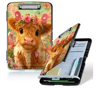 Dikoer A4 Clipboard with Storage Case, Heavy Duty Foldable Clip Board Folder with Multi-Slot Organizer, Document Holder for Medical Office Coaches Legal Nurse Accessories, Trumpet Flower Yellow Ox