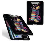 Dikoer A4 Clipboard with Storage Case, Heavy Duty Foldable Clip Board Folder with Multi-Slot Organizer, Document Holder for Medical Office Warehouse Coaches Legal Nurse Accessories, Black Bound Book