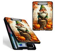 Dikoer A4 Clipboard with Storage Case, Heavy Duty Foldable Clip Board Folder with Multi-Slot Organizer, Document Holder for Medical Office Coaches Legal Nurse Accessories, Pumpkin Old Man Maple Leaf