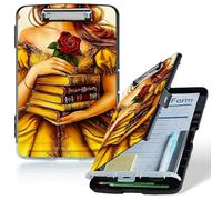 Dikoer A4 Clipboard with Storage Case, Heavy Duty Foldable Clip Board Folder with Multi-Slot Organizer, Document Holder for Medical Office Warehouse Coaches Legal Nurse Accessories, Yellow Book Rose