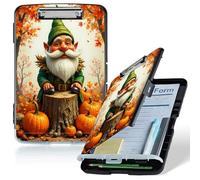 Dikoer A4 Clipboard with Storage Case, Heavy Duty Foldable Clip Board Folder with Multi-Slot Organizer, Document Holder for Medical Office Coaches Legal Nurse Accessories, Pumpkin Old Man Maple Leaf