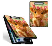 Dikoer A4 Clipboard with Storage Case, Heavy Duty Foldable Clip Board Folder with Multi-Slot Organizer, Document Holder for Medical Office Coaches Legal Nurse Accessories, Trumpet Flower Yellow Ox