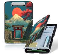 Dikoer A4 Clipboard with Storage Case, Heavy Duty Foldable Clip Board Folder with Multi-Slot Organizer, Document Holder for Medical Office Coaches Legal Nurse Accessories, Snow Mountain Sunset