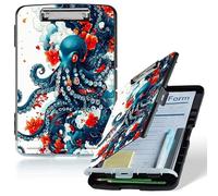 Dikoer A4 Clipboard with Storage Case, Heavy Duty Foldable Clip Board Folder with Multi-Slot Organizer, Document Holder for Medical Office Coaches Legal Nurse Accessories, Blue Octopus Waves