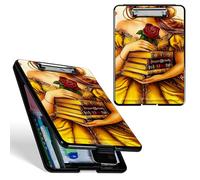 Dikoer A4 Clipboard with Storage Case, Heavy Duty Foldable Clip Board Folder with Multi-Slot Organizer, Document Holder for Medical Office Warehouse Coaches Legal Nurse Accessories, Yellow Book Rose