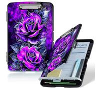 Dikoer A4 Clipboard with Storage Case, Heavy Duty Foldable Clip Board Folder with Multi-Slot Organizer, Document Holder for Medical Office Warehouse Coaches Legal Nurse Accessories, Purple Rose Wall