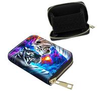 Dikoer Accordion Wallet Tarjeteros De Hombres, RFID Blocking Men's Card & ID Cases Organizer Pocket Business Leather Zipper Card Holder for Men Travel, Cruises, Shop, Giftware, Flame Skull, Grey White