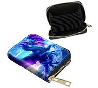 Dikoer Accordion Wallet Tarjeteros De Hombres, RFID Blocking Men's Card & ID Cases Organizer Pocket Business Leather Zipper Card Holder for Men Travel, Cruises, Shop, Giftware, Purple, Blue Elephant