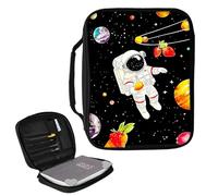 Dikoer Book Sleeve Pouch, Books Accessories for Reading Lovers, Bible Bags with Bookmarks Large Size 11" x 8.7", Bibles Covers and Totes with Pockets and Zipper for Women Men, Planet Man