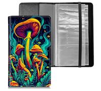 Dikoer Business Card Holder Book for Women Men, Leather Credit Binder File Sleeve Storage with 240 Cards Slots Wallet Organizer Protector, Porta Tarjetas De Presentacion Moon, Mushroom Forest Dark