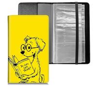 Dikoer Business Card Holder Book for Women Men, Leather Credit Binder File Sleeve Storage with 240 Cards Slots Wallet Organizer Protector, Porta Tarjetas De Presentacion Moon, Reading Puppy Yellow