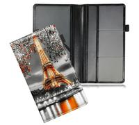 Dikoer Car Registration and Insurance Card Holder, Paperwork Organizer w/Elastic Strap Protector Leather Wallet Manual Folder Vehicle License Cars Accessories for Women Men, Orange Leaning Tower