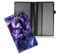 Dikoer Car Registration and Insurance Card Holder, Paperwork Organizer w/Elastic Strap Protector Leather Wallet Manual Folder Vehicle License Cars Accessories for Women Men, Purple Dragon