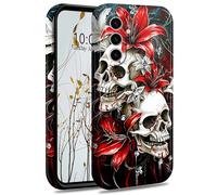 Dikoer Case Compatible with Samsung Galaxy A15 5G, Slim Thin Glossy Hard PC Protective Phone Cover for Women Men, Supports Wireless Charging - Red Lily Skull
