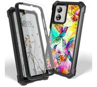 Dikoer Case for Boost Mobile Celero 5G SC 2024 with Screen Protector, Heavy Duty Dual Layer Hard PC & Silicone Shockproof Protective Phone Cover for Women Men, Hummingbird Flower