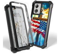 Dikoer Case for Boost Mobile Celero 5G SC 2024 with Screen Protector, Heavy Duty Dual Layer Hard PC & Silicone Shockproof Protective Phone Cover for Women Men, National Flag Cross