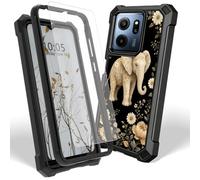 Dikoer Case for Consumer Cellular Iris Connect 2, Golden Flower Elephant