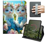 Dikoer Case for iPad Air 11 Inch M4/M3/M2 (2026/2025/2024), 360 Degree Rotation Lightweight PU Leather Stand Cover with Hand Strap for Women Men, Blue Dress Cat