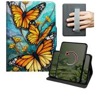 Dikoer Case for iPad Air 5th/4th Generation 10.9" 2022/2020/iPad Pro 11", 360 Degree Rotation Lightweight PU Leather Stand Cover with Hand Strap for Women Men, Yellow Butterfly