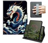 Dikoer Case for iPad Pro 11 Inch (M5) 2025/ (M4) 2024, 360 Degree Rotation Lightweight PU Leather Stand Cover with Hand Strap for Women Men, Brown Dragon