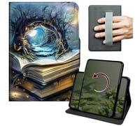 Dikoer Case for Kindle Paperwhite 12th Gen 2024 Released 7" & Kindle Colorsoft 2024/2025, 360 Degree Rotation Lightweight PU Leather Stand Cover with Hand Strap for Women Men, Book Castle