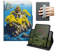 Dikoer Case for Kindle Paperwhite 12th Gen 2024 Released 7" & Kindle Colorsoft 2024/2025, 360 Degree Rotation Lightweight PU Leather Stand Cover with Hand Strap for Women Men, Yellow Leaf Castle