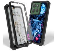 Dikoer Case for Motorola G 5G 2025/2026/Moto G Play 5G 2026 with Screen Protector, Heavy Duty Dual Layer Hard PC & Silicone Shockproof Protective Phone Cover for Women Men, Purple Flower Wolf