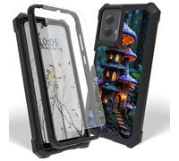 Dikoer Case for Motorola Moto G Power 5G 2024 with Screen Protector, Heavy Duty Dual Layer Hard PC & Silicone Shockproof Protective Phone Cover for Women Men, Purple Mushroom Castle