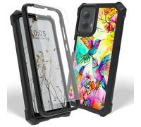 Dikoer Case for Motorola Moto G Stylus 5G 2024 with Screen Protector, Heavy Duty Dual Layer Hard PC & Silicone Shockproof Protective Phone Cover for Women Men, Hummingbird Flower