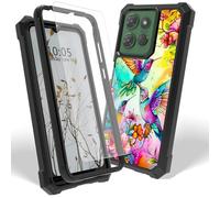 Dikoer Case for Motorola Moto G Stylus 5G 2025 with Screen Protector, Heavy Duty Dual Layer Hard PC & Silicone Shockproof Protective Phone Cover for Women Men, Hummingbird Flower