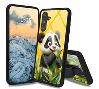 Dikoer Case for Samsung Galaxy S26 Plus Integrated Kickstand & Flexible Hand Strap, Tempered Glass Back Shock-Absorbing Soft TPU Bumper Rugged Non-Slip Grip Phone Cover - Bamboo Panda