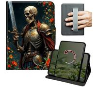 Dikoer Case for Samsung Galaxy Tab S10 Lite/S10 FE 2025/S9 FE 5G 10.9 Inch/Tab S9 11" 2023, 360 Degree Rotation Lightweight PU Leather Stand Cover with Hand Strap for Women Men, Swordsman Skull