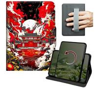 Dikoer Case for Samsung Galaxy Tab S11 2025 11.0" SM-X730/X736, 360 Degree Rotation Lightweight PU Leather Stand Cover with Hand Strap for Women Men Business Travel, Rabbit ButterflyRed Wave Pavilion