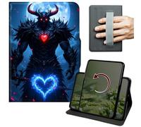 Dikoer Case for Samsung Tab A11 8.7" 2025/Galaxy Tab A9 8.7 Inch 2023, 360 Degree Rotation Lightweight PU Leather Stand Cover with Hand Strap for Women Men Business Travel, Love Red Swordsman