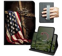 Dikoer Case for Samsung Tab A11 Plus 2026/Galaxy A9 Plus 2023 11 Inch, 360 Degree Rotation Lightweight PU Leather Stand Cover with Hand Strap for Women Men Business Travel, Wooden National F lag