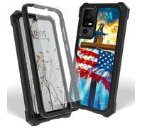 Dikoer Case for TCL 40XE/TCL Nxtpaper 5G/TCL 40X T609DL/T609M with Screen Protector, Heavy Duty Dual Layer Hard PC & Silicone Shockproof Protective Phone Cover for Women Men, National Flag Cross