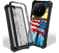Dikoer Case for TCL 60XE Nextpaper 5G with Screen Protector, Heavy Duty Dual Layer Hard PC & Silicone Shockproof Protective Phone Cover for Women Men, National Flag Cross