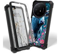 Dikoer Case for TCL 60XE Nextpaper 5G with Screen Protector, Heavy Duty Dual Layer Hard PC & Silicone Shockproof Protective Phone Cover for Women Men, Pink Flower Cow