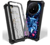 Dikoer Case for TCL 60XE Nextpaper 5G with Screen Protector, Heavy Duty Dual Layer Hard PC & Silicone Shockproof Protective Phone Cover for Women Men, Purple Flower Wolf