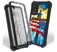 Dikoer Case for TCL Ion X/TCL 40z/TCL Ion V/T430V/T607 with Screen Protector, Heavy Duty Dual Layer Hard PC & Silicone Shockproof Protective Phone Cover for Women Men, National Flag Cross