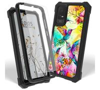 Dikoer Case for TCL Ion X/TCL 40z/TCL Ion V/T430V/T607 with Screen Protector, Heavy Duty Dual Layer Hard PC & Silicone Shockproof Protective Phone Cover for Women Men, Hummingbird Flower