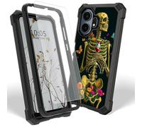 Dikoer Case for TCL NxtPaper 70 Pro 5G with Screen Protector, Heavy Duty Dual Layer Hard PC & Silicone Shockproof Protective Phone Cover for Women Men, Flower Skull Dark
