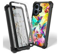 Dikoer Case for TCL NxtPaper 70 Pro 5G with Screen Protector, Heavy Duty Dual Layer Hard PC & Silicone Shockproof Protective Phone Cover for Women Men, Hummingbird Flower